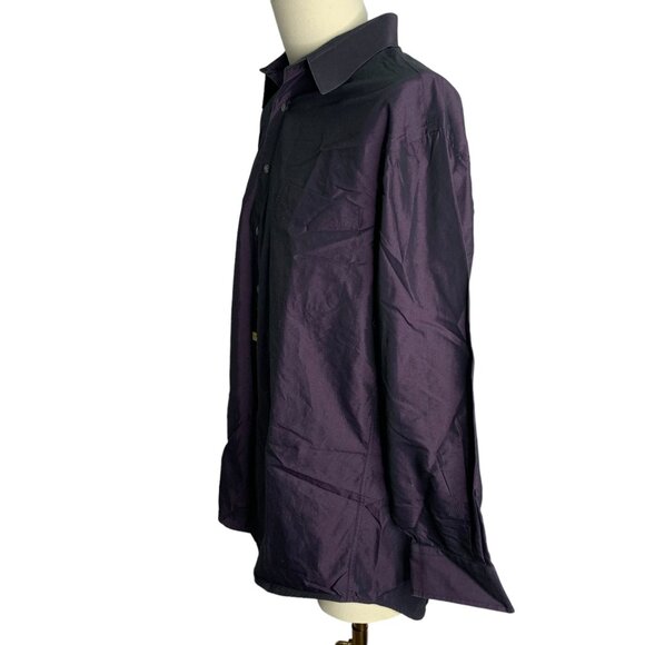 J. Ferrar Mens Purple Button-Up Long Sleeve Shirt Size 16 Cotton Blend - Picture 3 of 6